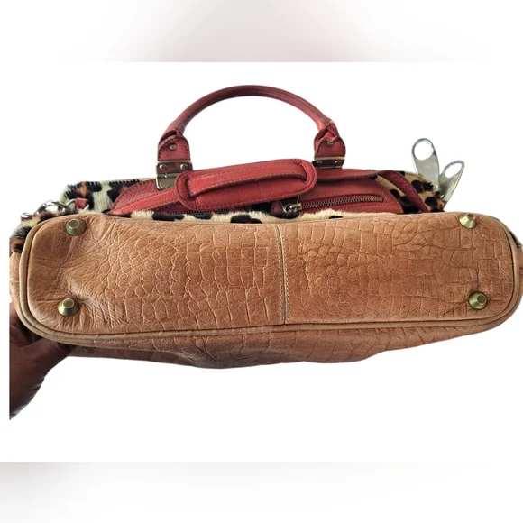 Tangaroa By Terrida Leopard Print Bag with Orange Accents. - Picture 8 of 16